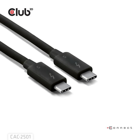 Cavo Club 3d Thunderbolt 5 certificato 8k240hz (nero, dati 80 120 gbps, epr 240 watt, 1 metro)