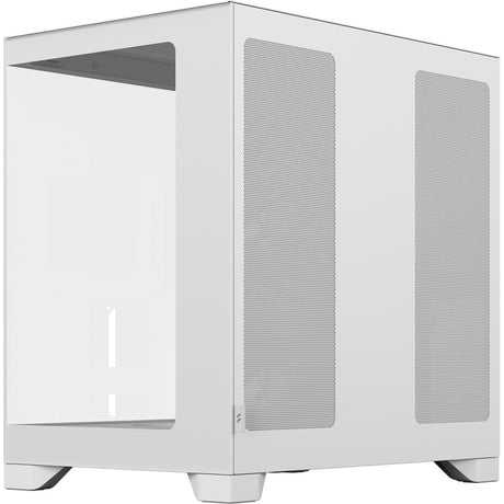 Custodia midi tower rgb dal design frattale pop 2 vision (bianco | 1x usb-a | 1x usb-c | rgb | vetro temperato)