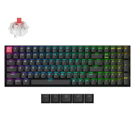Tastiera meccanica Keychron k4x-b1 rgb (nera, layout us (qwerty), super rossa, 96%, rgb, copritasti cherry double-shot pbt, bluetooth | usb-c)