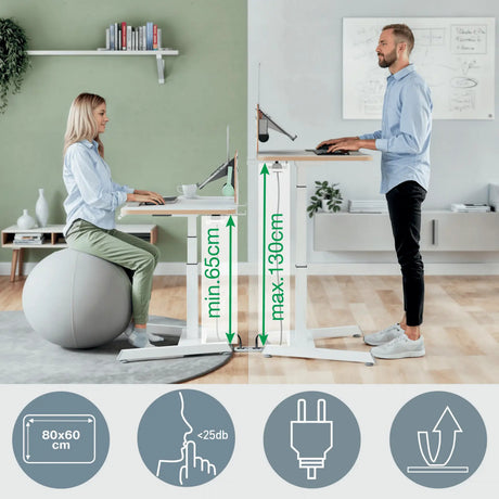Scrivania Leitz ergo sit-stand elettrica - regolabile in altezza - scrivania piccola - con funzione memory - 80 x 60 cm - bianco
