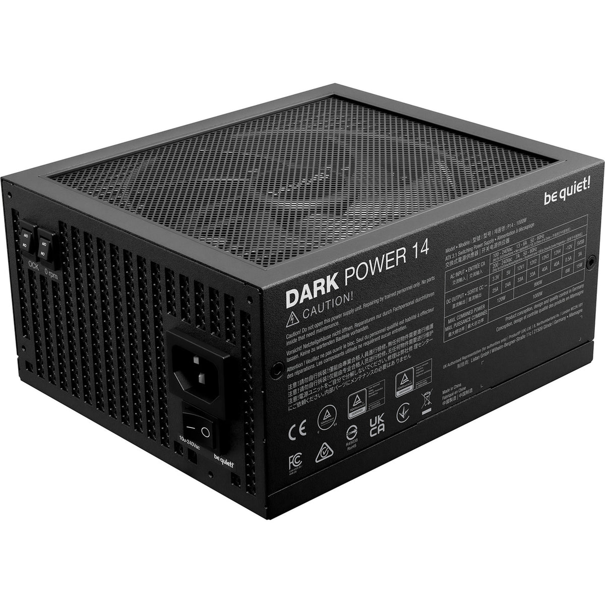 Silenzio! alimentatore modulare dark power 14 da 1000 watt (nero, 1x 12v-2x6, 4x pcie)
