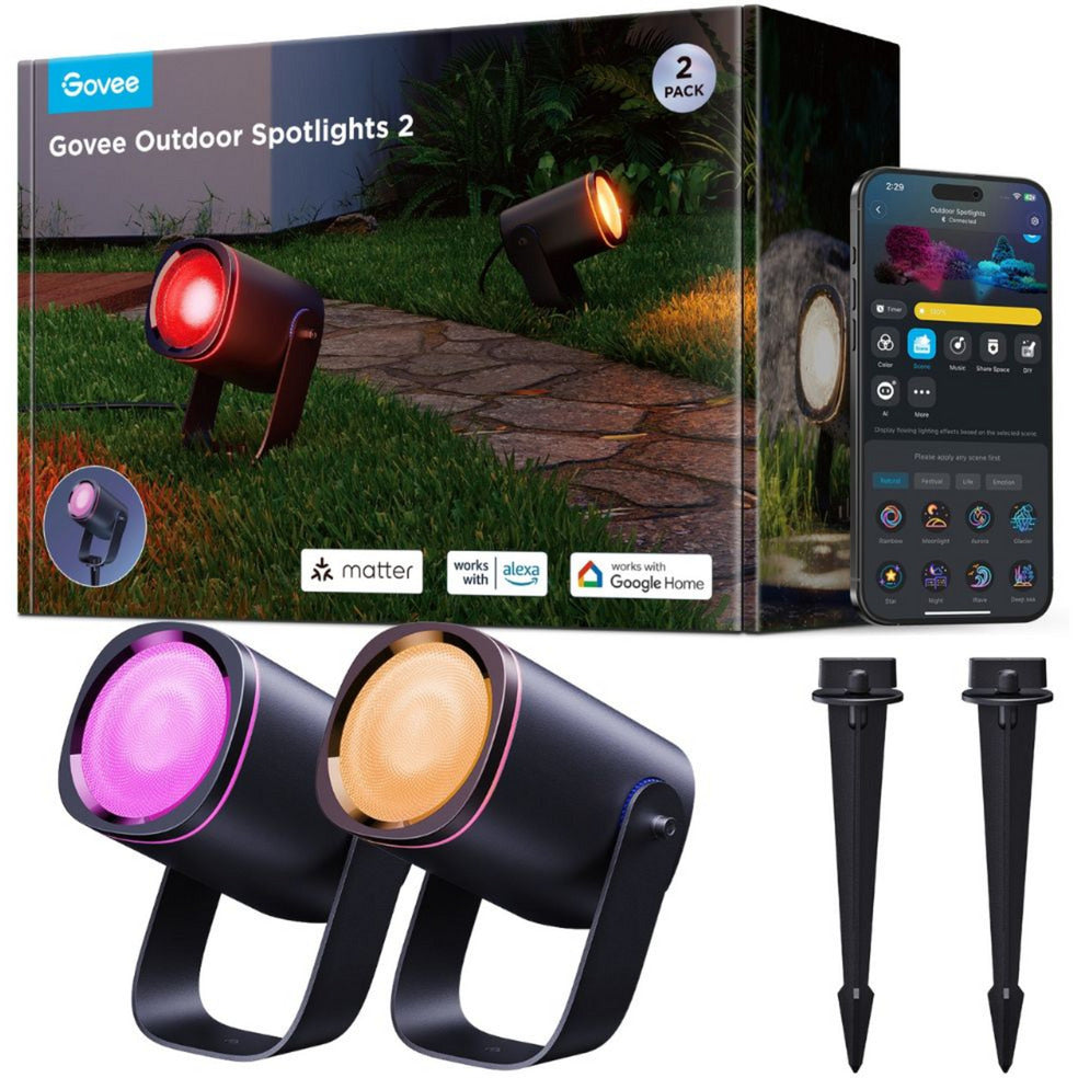 I faretti da esterno intelligenti Govee contano rgbicww - Confezione da 2 faretti da giardino