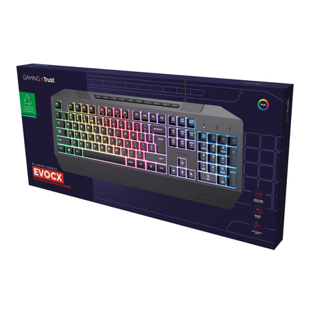 Tastiera gaming Trust GXT 836 EVOCX RGB (nera, layout USA (QWERTY), membrana, 100%, RGB)