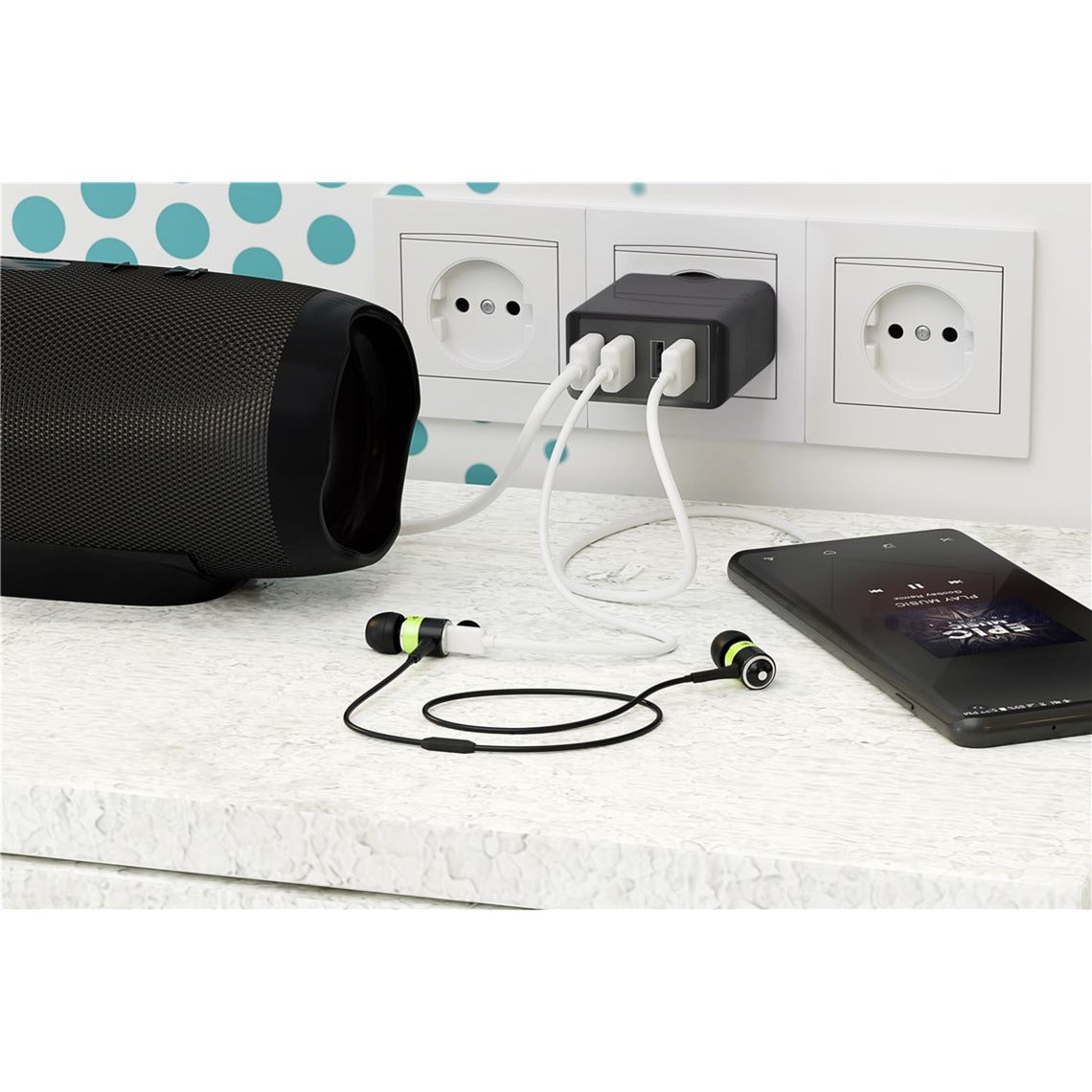 Caricatore USB Goobay a 4 vie (30 W) (nero)