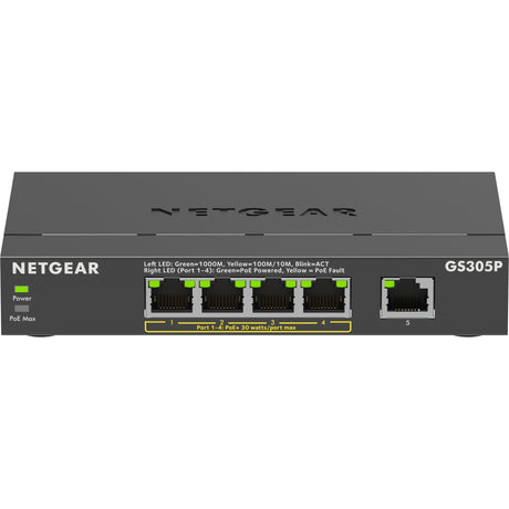 Switch non gestito Netgear 5 porte poe+ gigabit ethernet soho (gs305p) (nero)