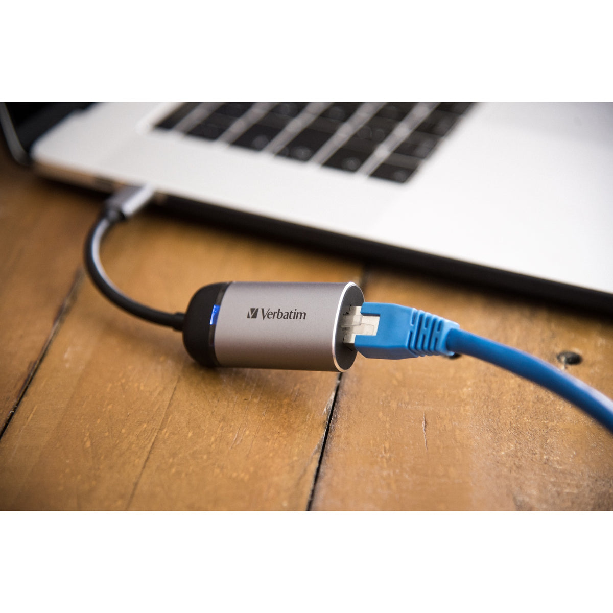 Adattatore Verbatim USB 3.2 gen 1, USB-C > RJ-45 (argento nero, 10 cm, Gigabit LAN 10 100 1000 mbit s)