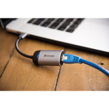 Adattatore Verbatim USB 3.2 gen 1, USB-C > RJ-45 (argento nero, 10 cm, Gigabit LAN 10 100 1000 mbit s)
