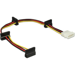 Delock cavo di alimentazione Spina Molex a 4 pin > 4x adattatori SATA a 15 pin (nero rosso, 0,4 metri)