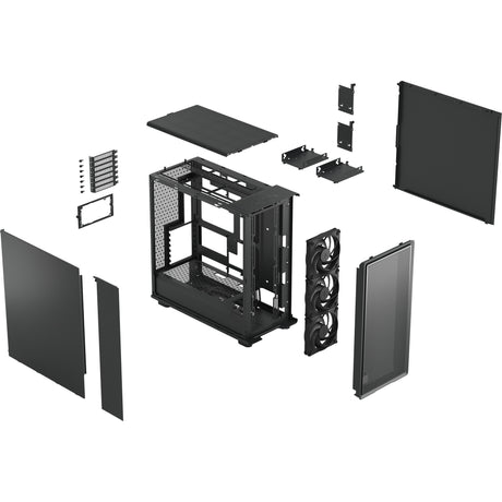 Design frattale epoca XL solido alloggiamento midi tower (nero | 2x USB-A | 1x USB-C)