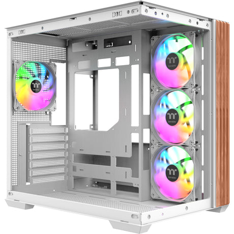 Custodia midi tower Thermaltake view 380 ws argb snow (colore legno bianco | 2x USB-A | 1x USB-C | RGB | vetro temperato)
