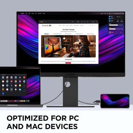 Monitor UHD Viewsonic VP2788-5k compatibile con Mac da 27 4K (nero, 2x Thunderbolt 4, 1x HDMI, 1x Displayport, USB-A, USB-C)