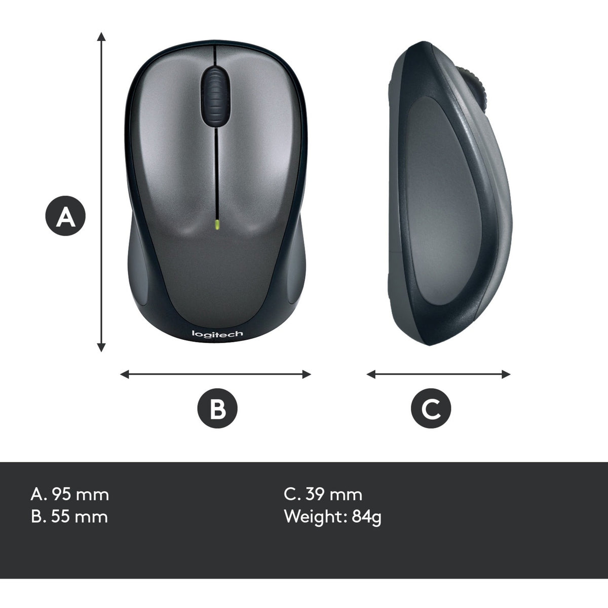 Mouse wireless Logitech m235 (nero grigio, ricevitore nano)
