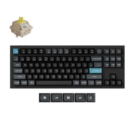 Tastiera meccanica personalizzata Keychron q3 ultra-m4 8k wireless (nera, layout us (qwerty), pom banana in seta, 80% (tkl), rgb, hot swap, 8k, 2,4 ghz | bluetooth 5.2 | usb-c)