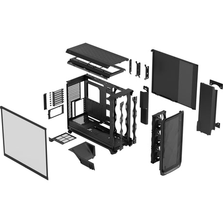 Design frattale meshify alloggiamento big tower 3 xl (nero | 2x USB-A | 1x USB-C | vetro temperato)