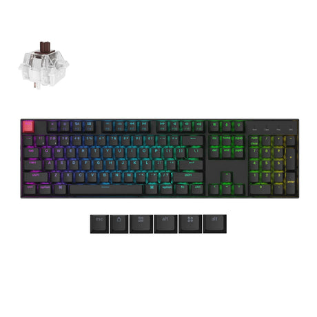 Tastiera meccanica Keychron k10x-b3 rgb (nera, layout us (qwerty), super marrone, 100%, rgb, copritasti cherry double-shot pbt, bluetooth usb-c)