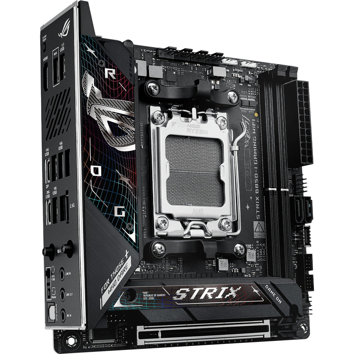 Scheda madre Asus ROG Strix B850-I Gaming Wi-Fi Socket AM5 (2,5 GB-LAN, Wi-Fi 7, BT, audio, Mini-ITX)