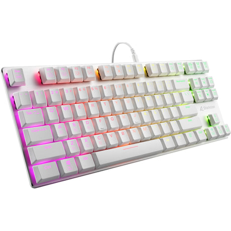 Sharkoon purewriter tkl tastiera da gioco meccanica rgb (bianca, layout us (qwerty), kailh blu, 80% (tkl), LED rgb)