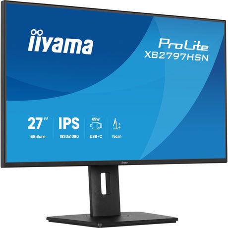 Monitor Iiyama prolite xb2797hsn-b1 27 (nero, 100 Hz, HDMI, porta display, USB-C, LAN, audio)