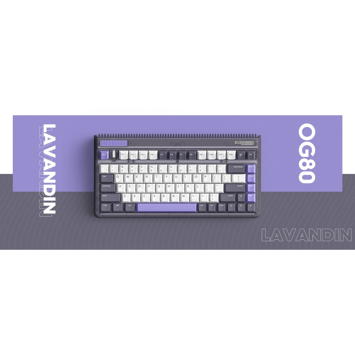 Tastiera meccanica wireless Iqunix og80 lavandin (lavanda, layout us (qwerty), rosso ciliegia mx, 80% (tkl), sostituibile a caldo, pbt, 2,4 ghz | bluetooth 5.1 | usb-c)