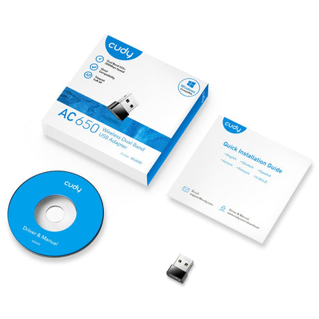 Adattatore WLAN mini USB wireless dual band Cudy ac650 (nero)