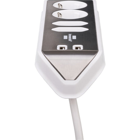 Scatola di collegamento angolare Brennerstuhl ®estilo con funzione di ricarica USB a 4 vie 2 prese di protezione 2 euro argento bianco