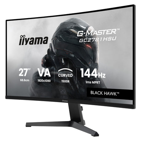 Monitor da gioco curvo Iiyama G-Master Black Hawk G2471HS-B1 27 (Nero, HDMI, DisplayPort, 2x USB, 144 Hz)