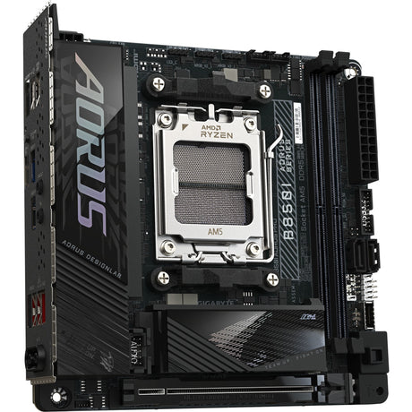 Scheda madre Gigabyte B850i Aorus Pro Socket AM5 (nera, RAID, 2,5 GB-LAN, Wi-Fi 7, BT, audio, Mini-ITX)