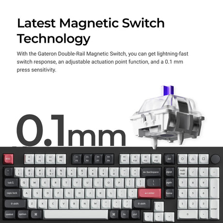 Keychron q5 he tastiera personalizzata wireless qmk (bianca, layout us (qwerty), nebulosa magnetica gateron double-rail, 96%, led rgb, osa double-shot pbt, hot swap, manopola, 2.4ghz | bluetooth 5.1 | usb-c)