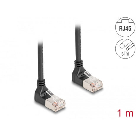 Delock Cavo di rete rj45 cat.6a s ftp slim 90° verso l'alto angolato verso l'alto Cavo da 1 m (nero)