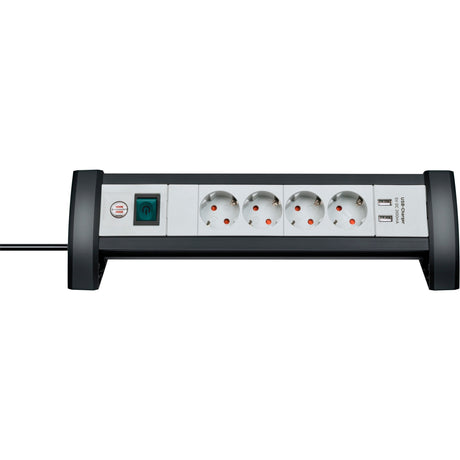 Multipresa Brennerstuhl Premium Office Line con USB 4x nero grigio chiaro 1,8 m h05vv-f 3g1,5