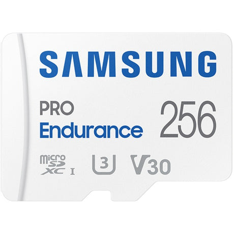 Scheda di memoria Samsung pro endurance microSDXC (2022) da 256 GB (bianca, UHS-I U3, classe 10, V30, incluso adattatore SD)