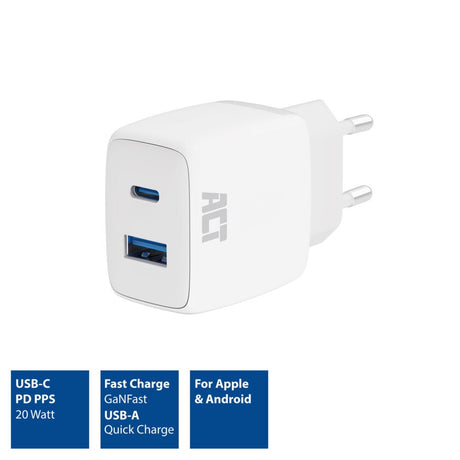 Caricabatterie USB act ac2122 bianco