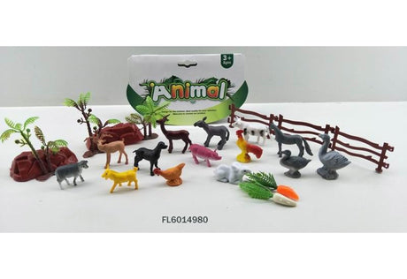 Animali della fattoria Aro in borsa con accessori 24 pezzi in plastica