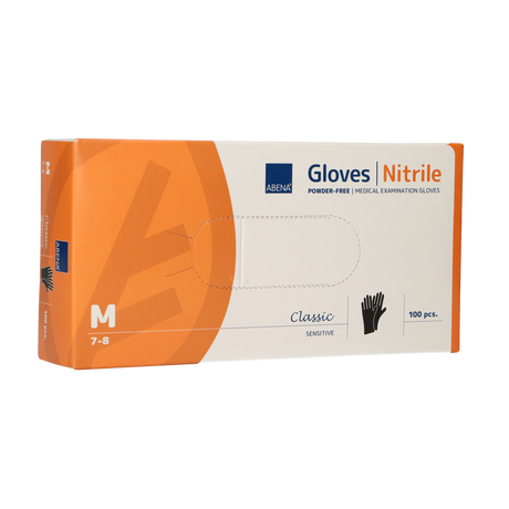 Guanti in nitrile senza polvere Abena taglia media 100 pezzi neri