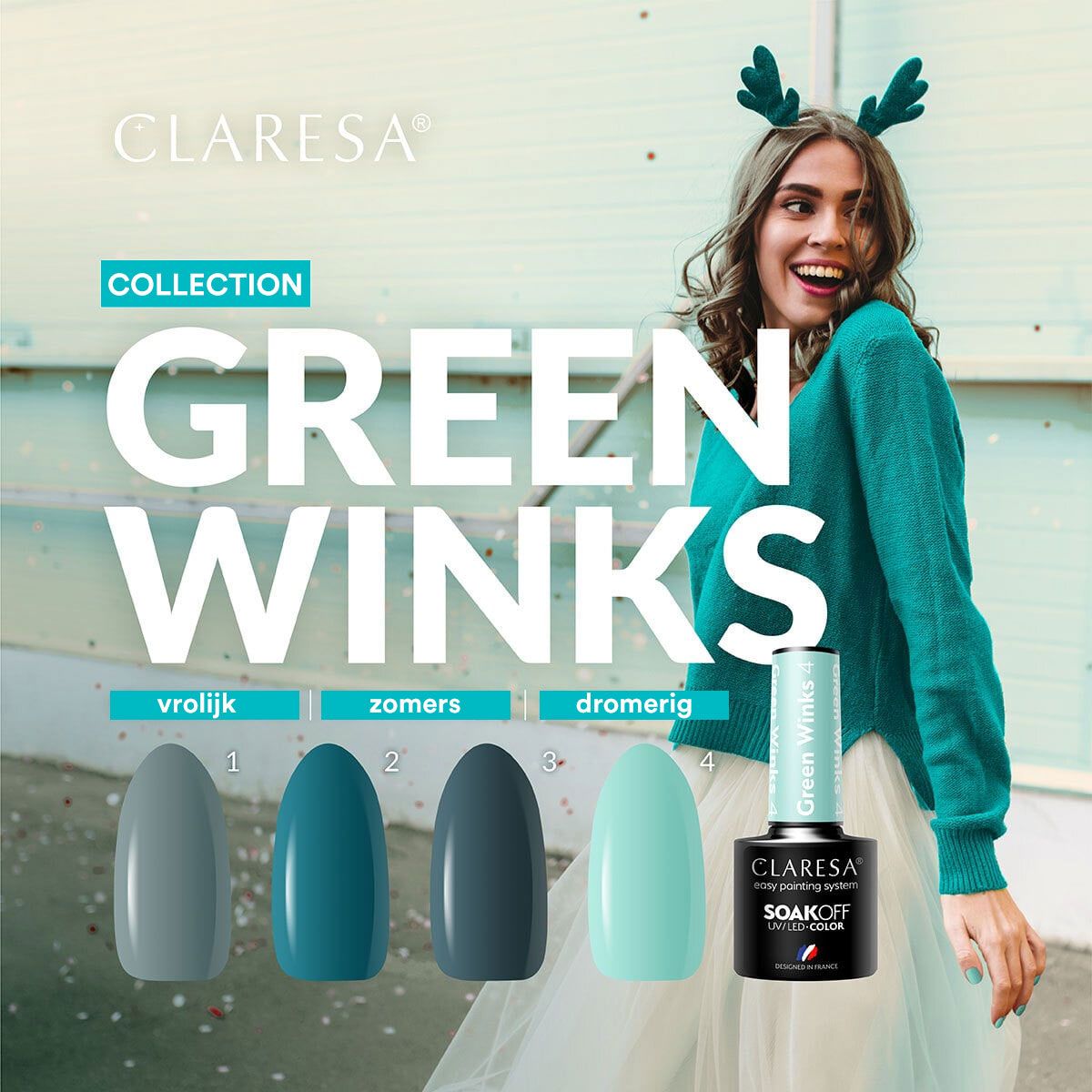 Smalto semipermanente Claresa UV LED 5ml Verde Winks 2