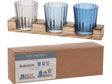 Set portacandele in stile domestico in vetro su ripiano in legno