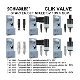 Schwalbe benelux b.v. Kit conversione valvola Schwalbe Clik SV-SCV DV-SCV 25 pezzi