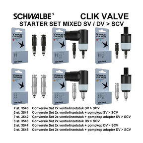 Schwalbe benelux b.v. Kit conversione valvola Schwalbe Clik SV-SCV DV-SCV 25 pezzi