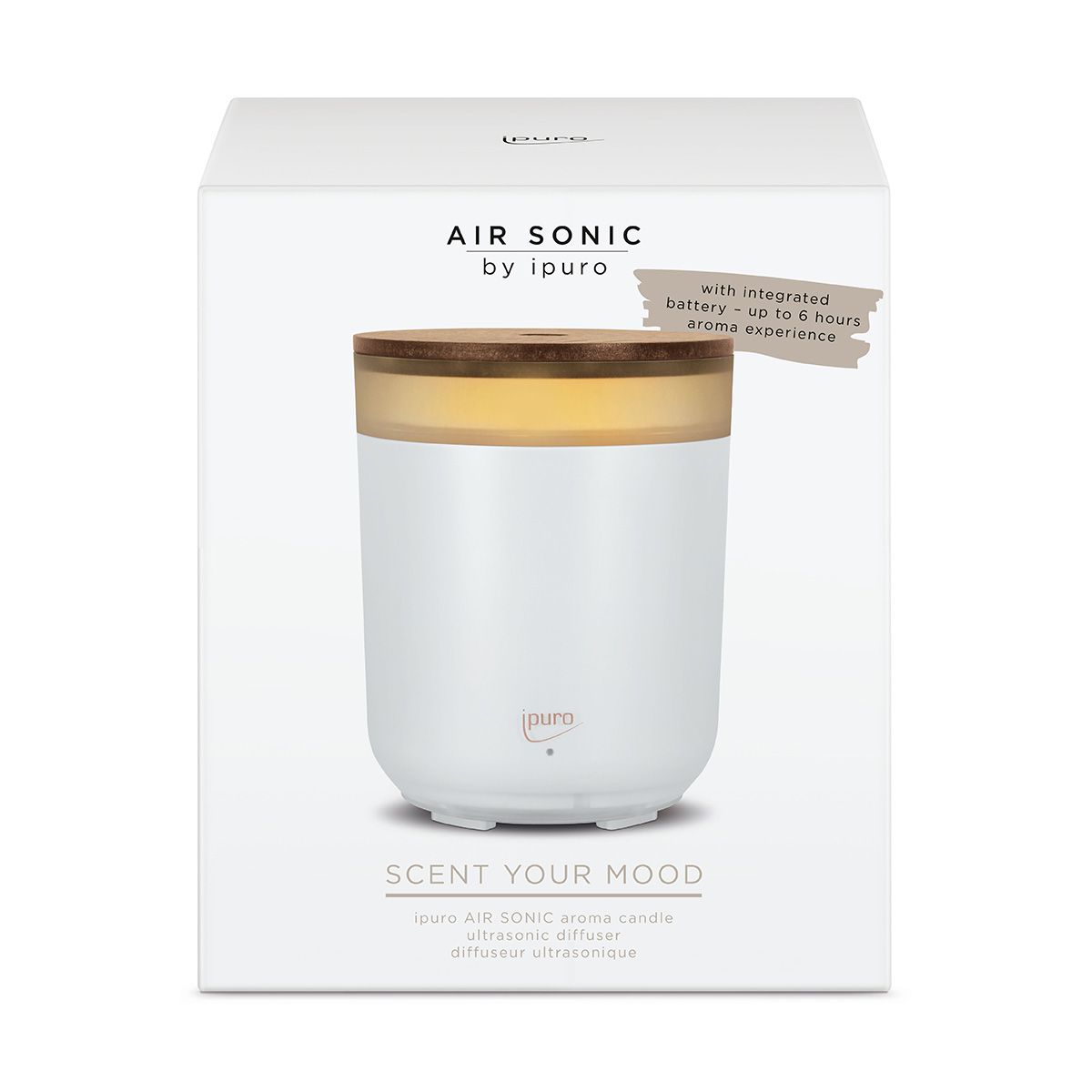 Candela aromatica Ipuro Air Sonic bianca