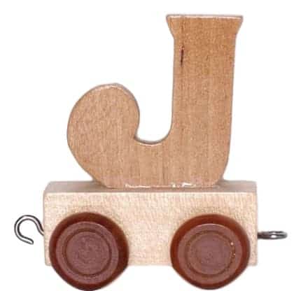Bongers giocattolo in legno lettera j con ruote alte 6 cm