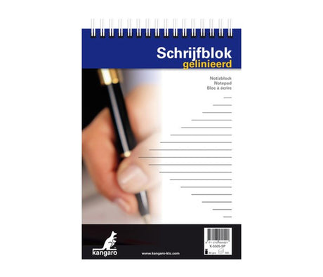Blocco da scrittura Kangaro A5 100 fogli con intestazione a spirale, confezione da 5 pezzi