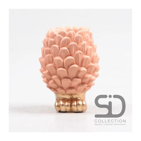 Vaso pigna con decorazione ispirata alla stagione su piede 9x9x12 cm beige rosso