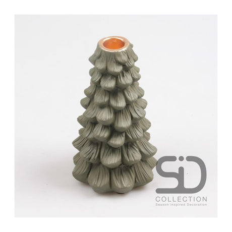 Portacandele decorativo ispirato alla stagione 11x11x19 verde oliva