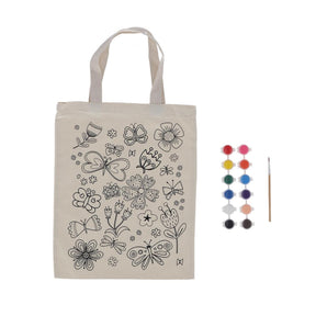 Borsa da colorare Esschert design farfalle con pennello e 12 colori di vernice 29x35,5 cm in poliestere