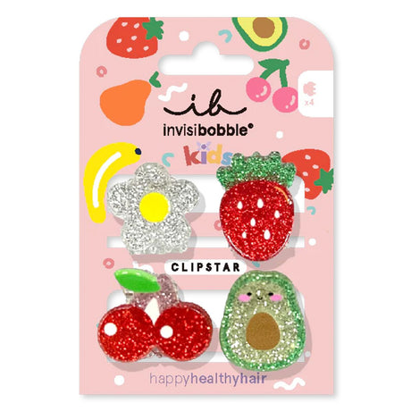 Invisibobble clipstar bambini frutti divertenti 4 pezzi.