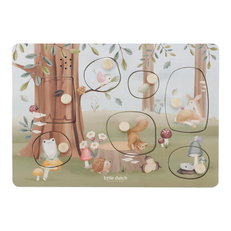 Piccolo puzzle sonoro olandese in legno - Amici della foresta fsc