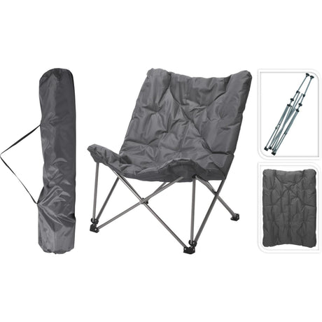 Sedia da campeggio pieghevole Redcliffs grigia 83x74x91 cm acciaio poliestere 4,5 kg