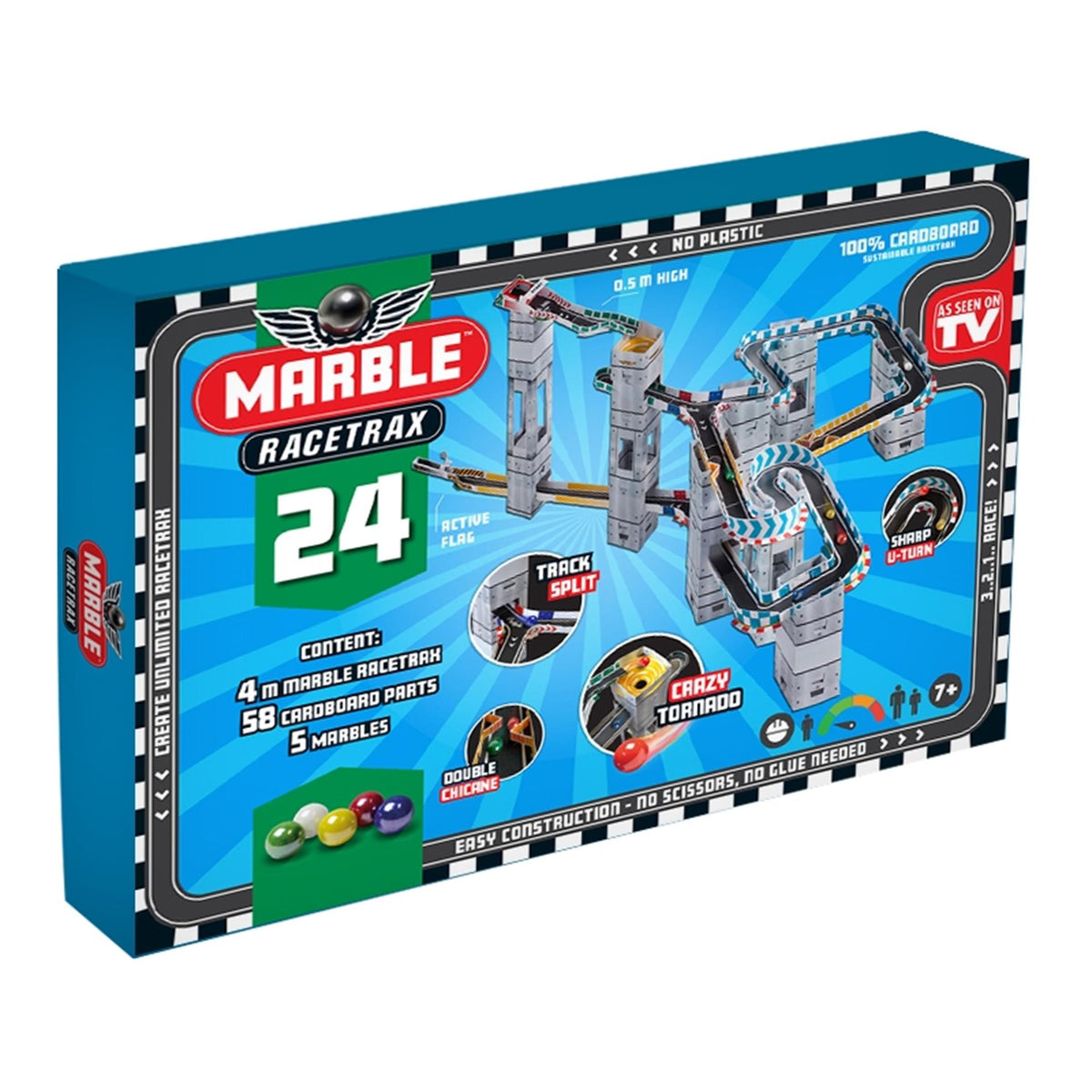 Set iniziale pista per biglie Racetrax in marmo 24 fogli 4 m
