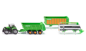 Siku 1848, trattore deutz agrotron x720 con set di ganci da carico Joskin, scala 1:87, metallo plastica