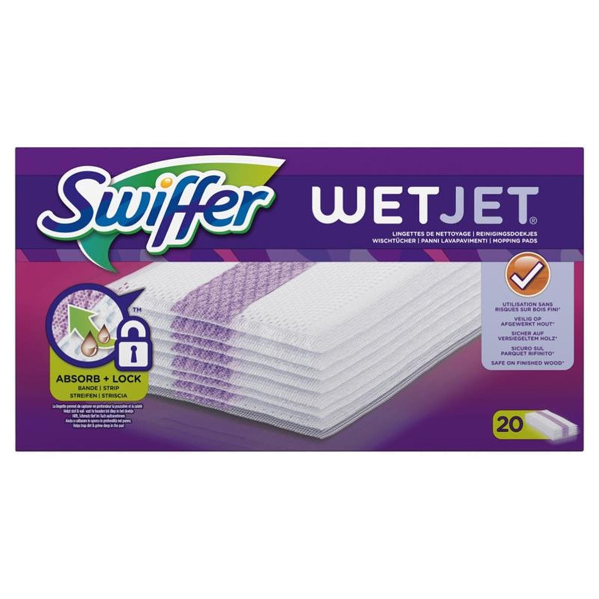 Swiffer wetjet mopping system ricarica salviette detergenti confezione da 20 pezzi